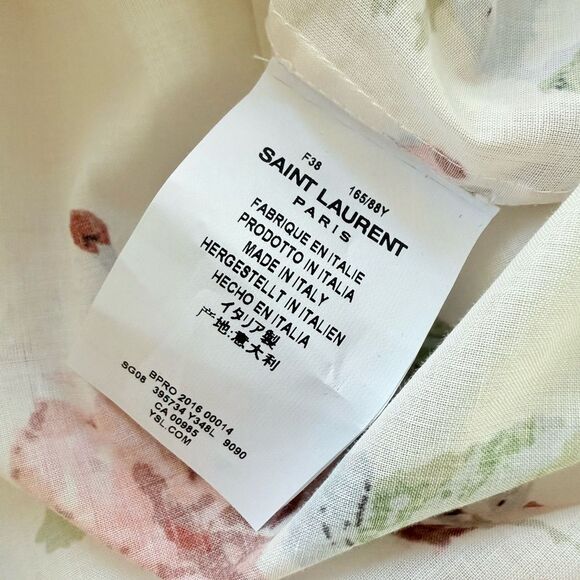 Saint Laurent Floral Rose Print Cotton Voile Button Down Shirt Size 38 FR 6 US - Picture 7 of 14